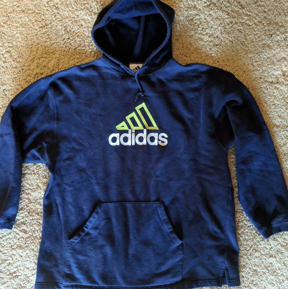 VTG adidas hoodie mens L blue embroidered logo